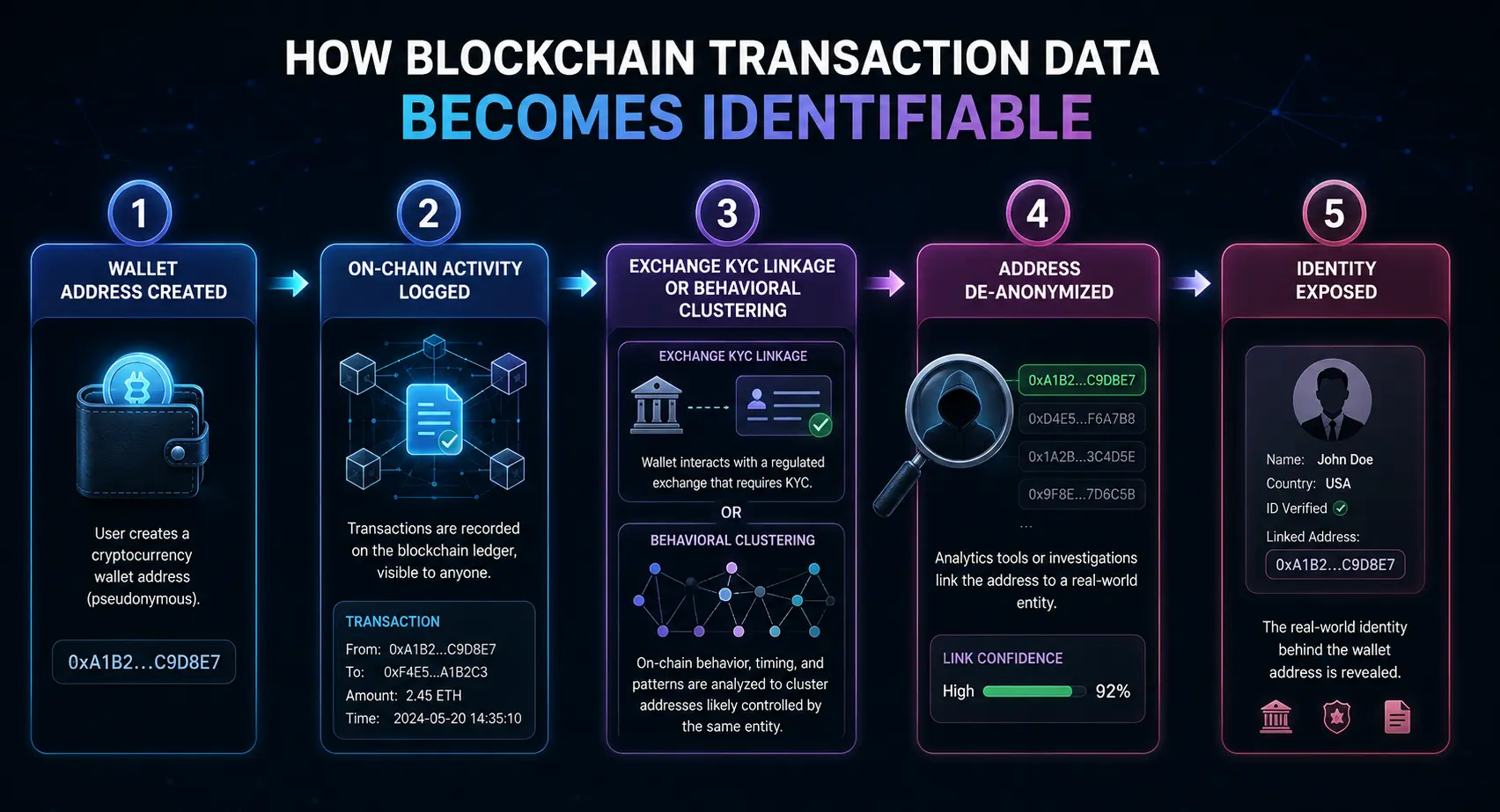 How Blockchain Data Becomes Identifiable