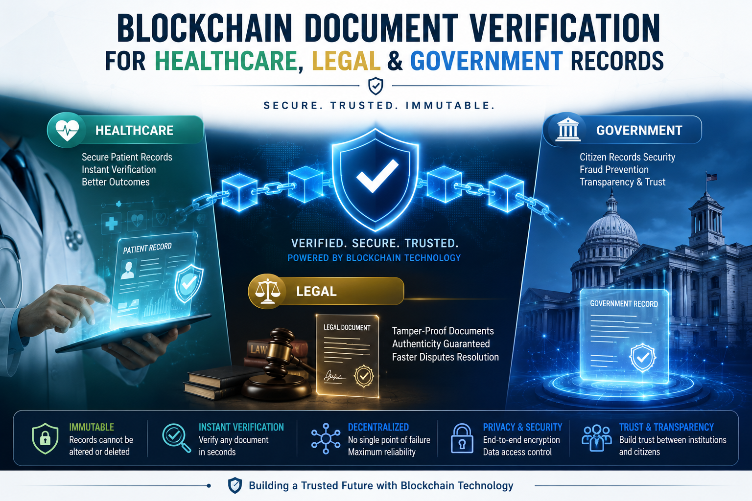 Blockchain Document Verification for Healthcare, Legal & Government Records