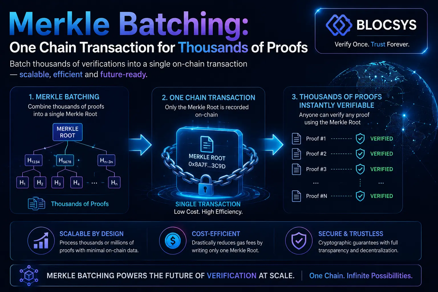 Merkle Batching One Chain Transaction for Thousands of Proofs