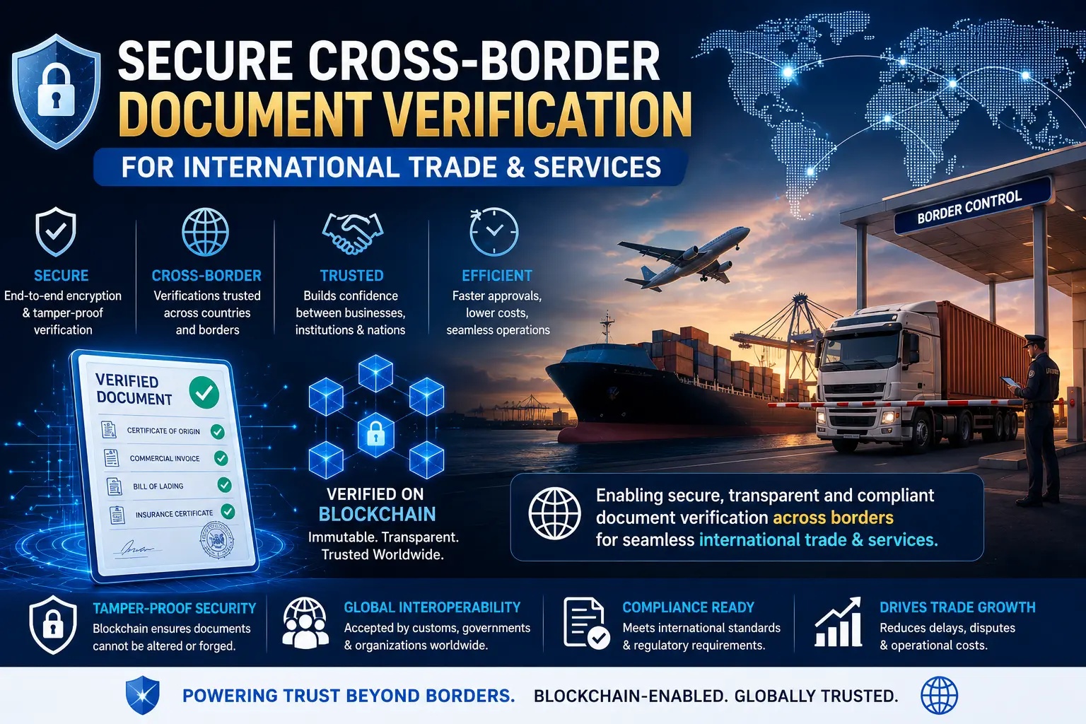 Secure Cross-Border Document Verification for International Trade & Services